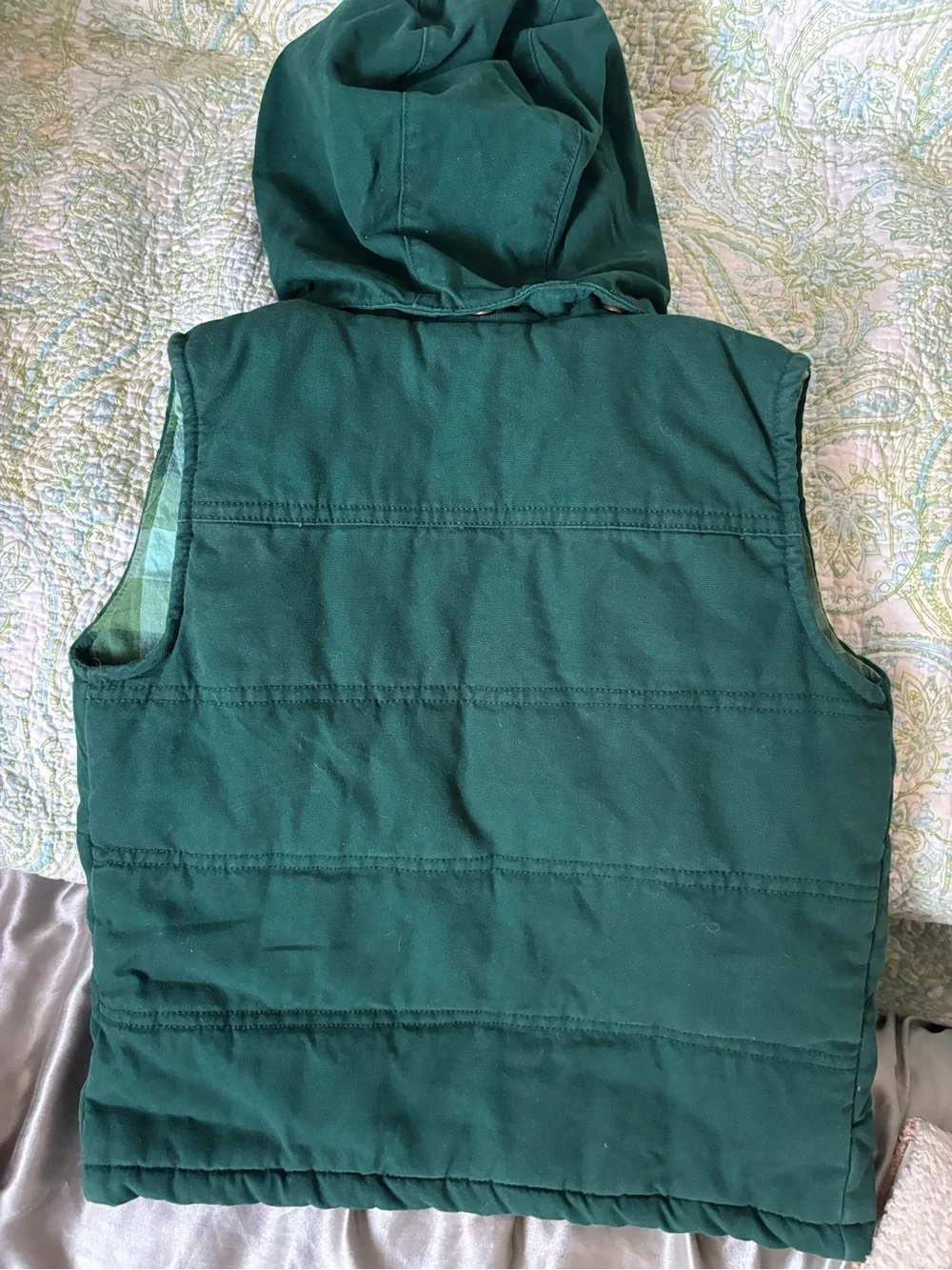 Osh Kosh Kids Hooded Quilted Vest Jacket - Dark Green